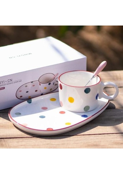 Yaratıcı Kahve Fincanı Daire Kaşık Seti 220 ml Lüks Seramik Kupa Kahve Üst Sınıf Porselen Çay Kupası Cafe Parti Drinkware Kahve Kupa | Kupalar (Yurt Dışından) fiyatları