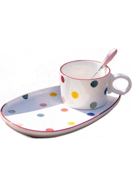Yaratıcı Kahve Fincanı Daire Kaşık Seti 220 ml Lüks Seramik Kupa Kahve Üst Sınıf Porselen Çay Kupası Cafe Parti Drinkware Kahve Kupa | Kupalar (Yurt Dışından) modelleri