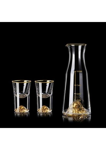 Sake Set Üst Sınıf Altın Dağ Liquor Shot Cam Şarap Destanter Kristal Votka Beyaz Ruhu Altın Folyo Dağıtıcı Atış Cam | Sürahileri (Yurt Dışından)