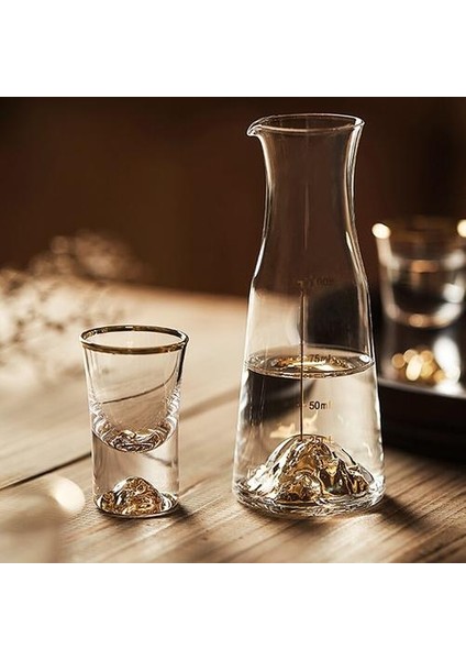 Sake Set Üst Sınıf Altın Dağ Liquor Shot Cam Şarap Destanter Kristal Votka Beyaz Ruhu Altın Folyo Dağıtıcı Atış Cam | Sürahileri (Yurt Dışından)