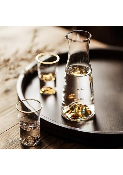 Sake Set Üst Sınıf Altın Dağ Liquor Shot Cam Şarap Destanter Kristal Votka Beyaz Ruhu Altın Folyo Dağıtıcı Atış Cam | Sürahileri (Yurt Dışından)