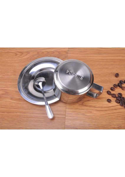 Kahve Kupaları Espresso Kupa Kahve Servisi Kafe Kaşık ve Çanak Çay Bardaklar Için Cafe ve Fincan Setleri Paslanmaz Çelik Çift Yalıtımlı Kupalar | Kupalar (Yurt Dışından)