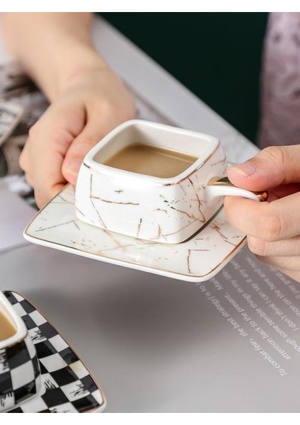 Lüks Kahve Seti Seramik Tilt Desenli Türkiye Avrupa Tarzı Espresso Kupası ve Tabağı Yaratıcı Tasarım | Kahve Fincanı Ve;tabak Setleri (Yurt Dışından)