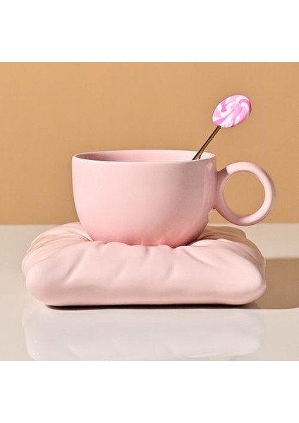 Basit Şeker Renk Kahve Kupa Lüks Tasarım Ev Fincan Ofis Kahve Öğleden Sonra Çay Bardağı ve Tabağı Seti Tazza Colazione Teacups | Kahve Fincanı ve tabak Setleri (Yurt Dışından)