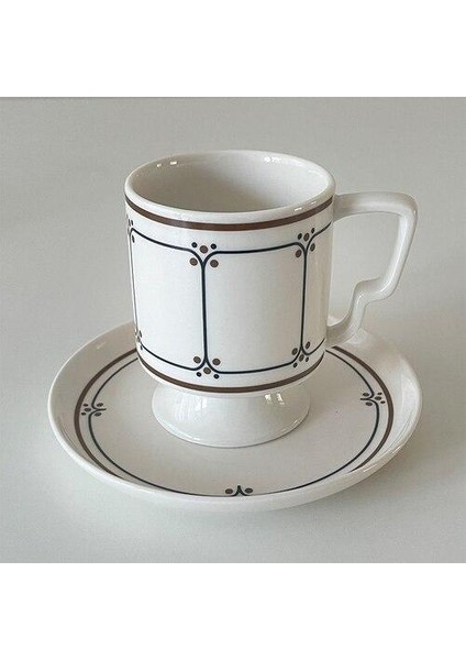 Retro Uzun Boylu Kupa Daire Seramik Kahvaltı Süt Fincan Çift Öğleden Sonra Çay Kahve Fincanı Seti Nordic Tarzı Ev Dekorasyon Drinkware | Kupalar (Yurt Dışından) fırsatları