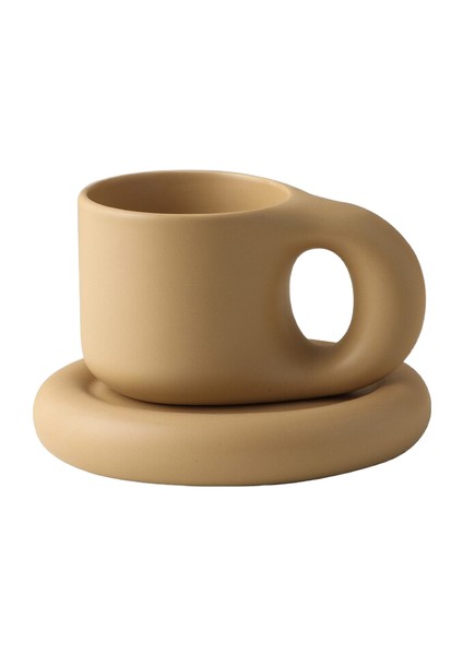 300 ml Yaratıcılık Yüksek End Avrupa Seramik Kupa Yağ Kupası ve Daire Ev Dekorasyon Çift Kahve Süt Kek Drinkware Set Sıcak | Kahve Kupası ve tabak Setleri (Yurt Dışından)