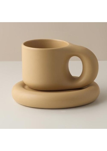 300 ml Yaratıcılık Yüksek End Avrupa Seramik Kupa Yağ Kupası ve Daire Ev Dekorasyon Çift Kahve Süt Kek Drinkware Set Sıcak | Kahve Kupası ve tabak Setleri (Yurt Dışından)