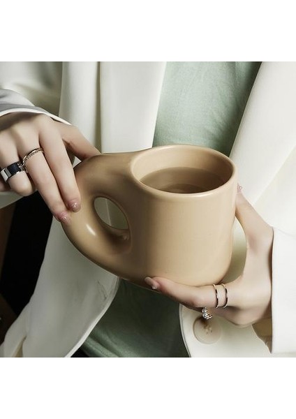 300 ml Yaratıcılık Yüksek End Avrupa Seramik Kupa Yağ Kupası ve Daire Ev Dekorasyon Çift Kahve Süt Kek Drinkware Set Sıcak | Kahve Kupası ve tabak Setleri (Yurt Dışından)