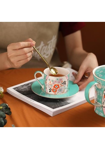 Kemik Çini Kahve Fincanı ve Tabağı Seti Seramik Su Bardağı Kemik Çini Latte Süt Çay Bardağı Ingiliz Öğleden Sonra Çay Bardağı | Çay Fincanı ve tabak Setleri (Yurt Dışından)
