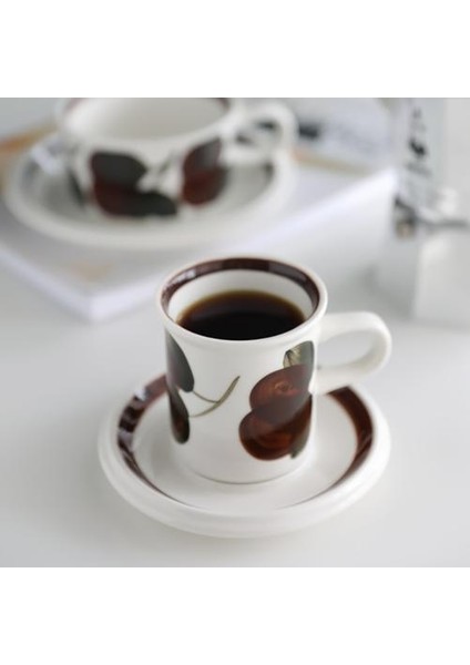 Beyaz Çömlekçilik Vintage Nordic Coffee Fincan Latte Cam Seyahat Modern Espresso Bardak ve Tabağı Porselen Drinkware | Kahve Kupası ve tabak Setleri (Yurt Dışından)