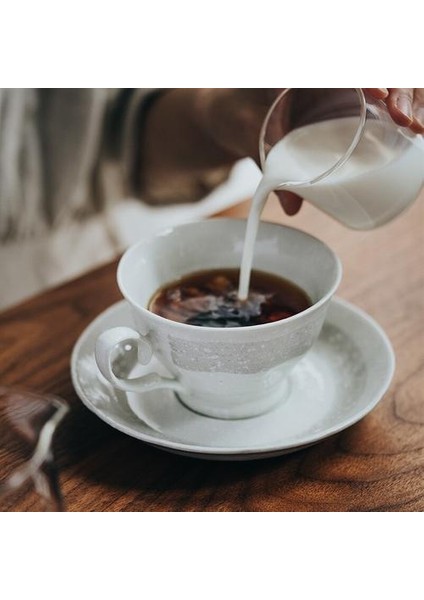 Retro Seramik Kahve Kupa Çay Bardağı ve Tabağı Seti Stoneware Kupalar Ingilizce Latte Kupası Kahvaltı Kupası Cafe Drinkware | Kahve Kupası ve tabak Setleri (Yurt Dışından)