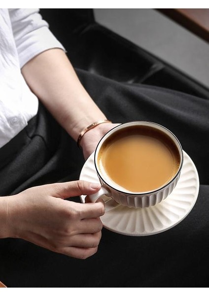 El Yapımı Porselen Kahve Fincanı Tabağı ile Basit Çin Çay Bardak Suni Setleri Kullanımlık Çay Bardağı Dailer | Kahve Kupası ve tabak Setleri (Yurt Dışından)