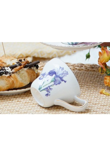Ingiliz Retro Kahve Fincanları ve Tabağı Altın Kolu ile Set Seramik Cappuccino Öğleden Sonra Çay Bardağı Çay Seti ile Hediye Kutusu Drinkware | (Yurt Dışından)