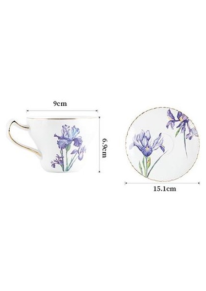 Ingiliz Retro Kahve Fincanları ve Tabağı Altın Kolu ile Set Seramik Cappuccino Öğleden Sonra Çay Bardağı Çay Seti ile Hediye Kutusu Drinkware | (Yurt Dışından)