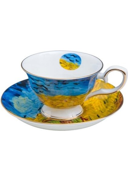 Zarif Boyalı Çay Seti, Van Gogh Kahve Fincanı ve Tabağı, Seramik ve Işletme |çay Bardağı ve Tabağı Seti (Yurt Dışından)