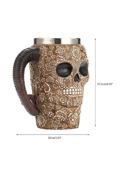 Çift Duvar Kahve Kupa Dantel Aracı Kafatası Bira Stein Tankard Kahve Fincanı Kupa Kahve Fincanı Kupa 17OZ Benzersiz Cadılar Bayramı Hediye | Kupalar (Yurt Dışından)