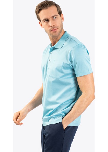 Erkek Regular Fıt Polo Yaka Tişört-Yeşil