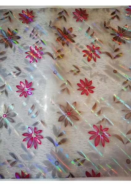 ŞEFFAF MASA ÖRTÜSÜ 1,4 mm 80 cm x 200 Kalın DESENLİ Pvc Kaymaz Masa Örtüsü Koruyucu PEMBE ÇİÇEK İKİYÜZ