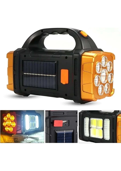 Hurry Bolt Solar Kamp Lambası Acil Durum Işığı Şarjlı Beyaz Günışığı Led+Cob 38W Hurry Bolt HB-1678