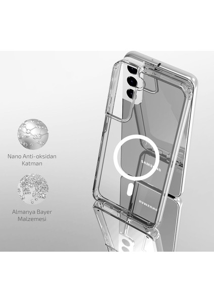 Samsung Galaxy S23 Uyumlu Kılıf Wireless Şarj Özellikli Magsafe Şeffaf Telefon Kılıfı Kapak modelleri