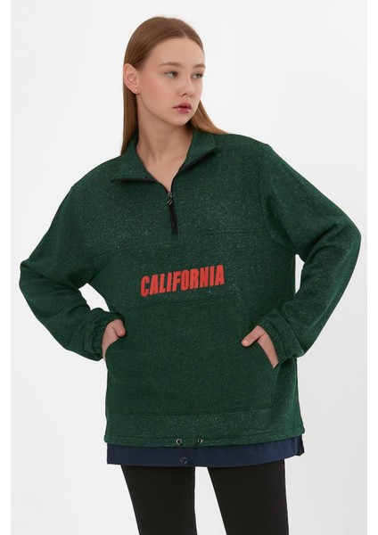 Garnili Baskılı Oversize Sweatshirt (E23-61903)