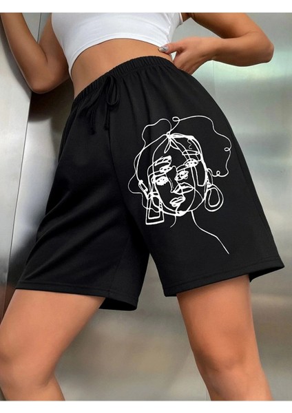 Baskılı Kısa Kadın Şort Daxis Sportwear Company Siyah Şort Baskılı fırsatları