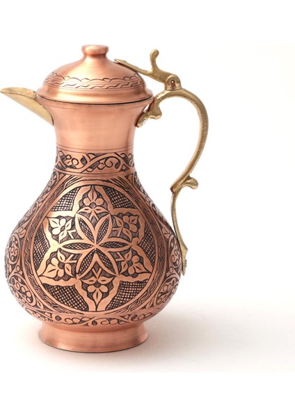 Kalem İşleme Kapaklı Sürahi Kırmızı