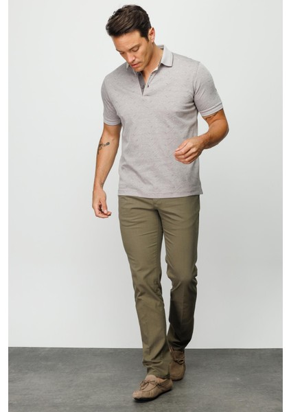 Erkek Polo Yaka Jakarlı Düğmeli T-Shirt Bej fırsatları
