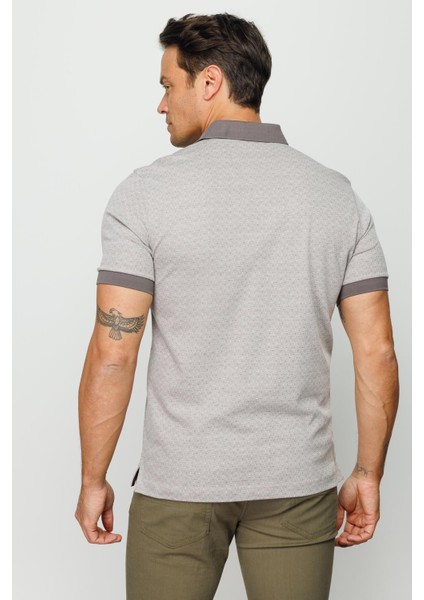 Erkek Polo Yaka Cepli Jakarlı Tshirt Bej