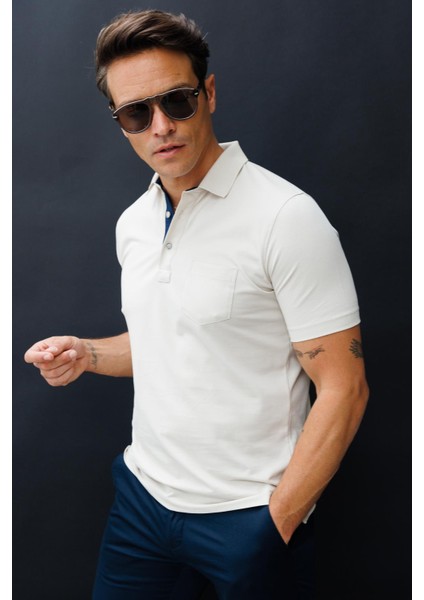 Erkek Polo Yaka Düğmeli Cepli T-Shirt Taş fırsatları