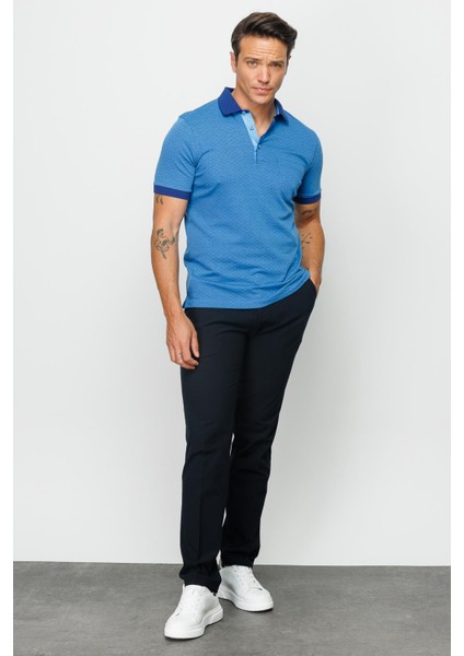 Erkek Polo Yaka Cepli Jakarlı Tshirt Saks modelleri