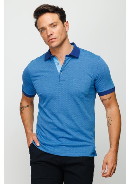 Erkek Polo Yaka Cepli Jakarlı Tshirt Saks indirimleri