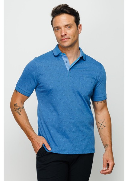 Erkek Polo Yaka Jakarlı Düğmeli Cepli T-Shirt Saks fiyatları