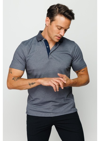 Erkek Polo Yaka T-Shirt Füme indirimleri