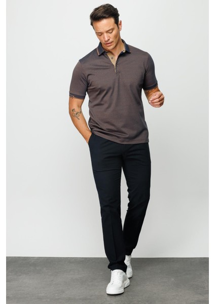 Erkek Polo Yaka Jakarlı Cepli T-Shirt Kahve fırsatları