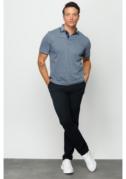 Erkek Polo Yaka Jakarlı Cepli T-Shirt Füme modelleri