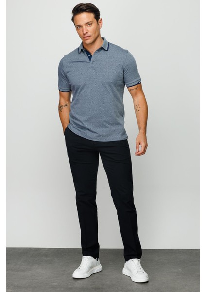 Erkek Polo Yaka Jakarlı Cepli T-Shirt Füme indirimleri