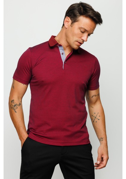 Erkek Polo Yaka T-Shirt Bordo
