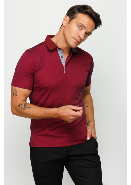 Erkek Polo Yaka T-Shirt Bordo modelleri