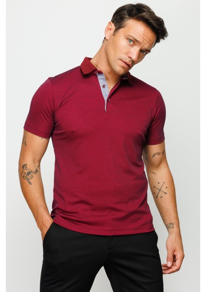 Erkek Polo Yaka T-Shirt Bordo indirimleri