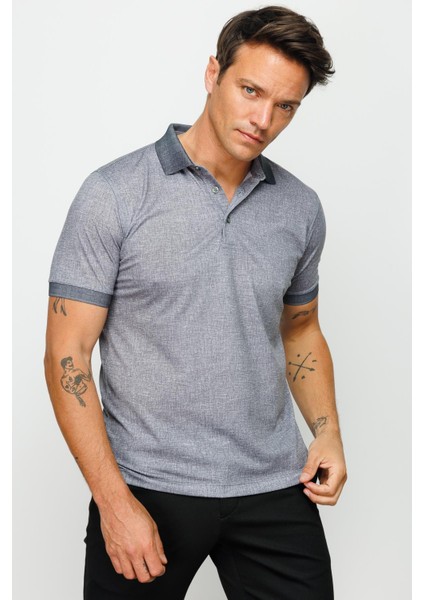 Erkek Polo Yaka Keten Baskılı T-Shirt Siyah fiyatları