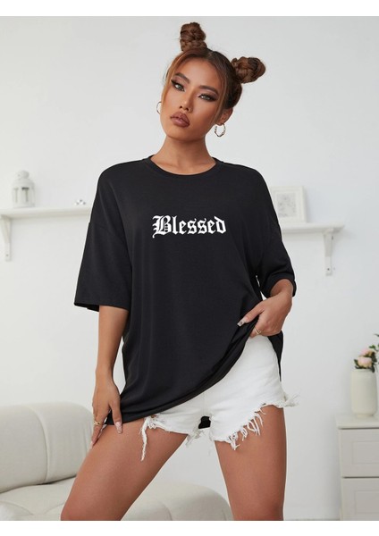 Kadın Belesed Baskılı Oversize Tshirt Daxis Sportwear Company