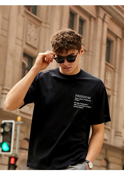 Erkek Freedom Baskılı Oversize Tshirt Daxis Sportwear Company modelleri