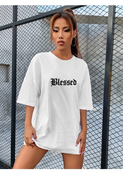 Kadın Belesed Baskılı Oversize Tshirt Daxis Sportwear Company