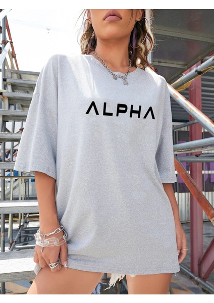 DAXİS Sportwear Company Alpha Baskılı Kadın Oversize Tshirt - Daxis Sportwear Company