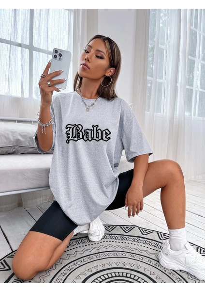 Kadın Babe Baskılı Oversize Daxis Sportwear Company