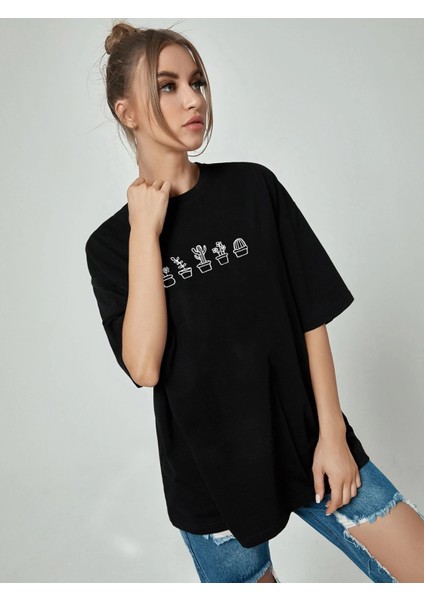 Kadın Kaktüs Baskılı Oversize Tshirt Daxis Sportwear Company fiyatları