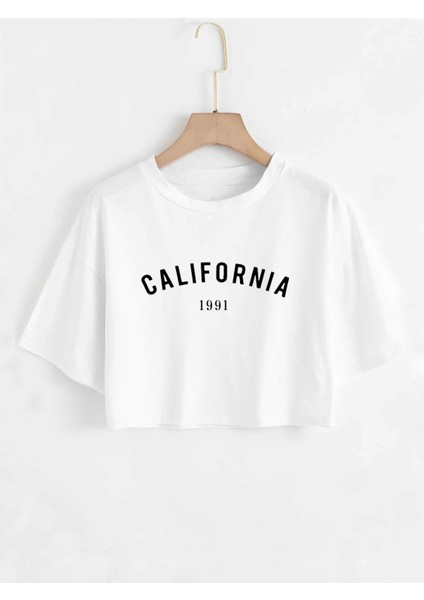 California 1991 Baskılı Crop Tshirt Daxis Sportwear Company