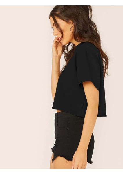 Crop Siyah Tshirt - Daxis Sportwear Company fırsatları
