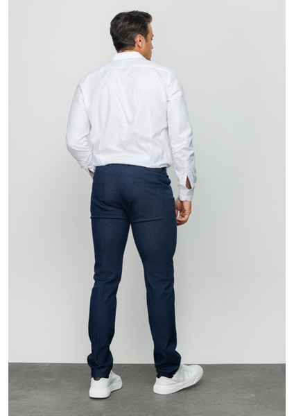 Erkek Beli Lastikli 5 Cepli Koton Pantolon Lacivert fırsatları